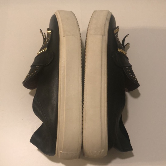 BCBG MAXAZRIA Dita slip on platform studded shoes in black gold cow leather - Picture 4 of 9